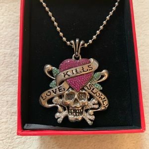 Authentic ed hardy love kills slowly necklace